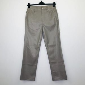 Hudson Women's 30 Pants Gray Remi High Rise Vegan Leather Straight Cropped Fit